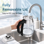 Fully Removable Lid for Easy Filling & Cleaning ketfii electric kettle